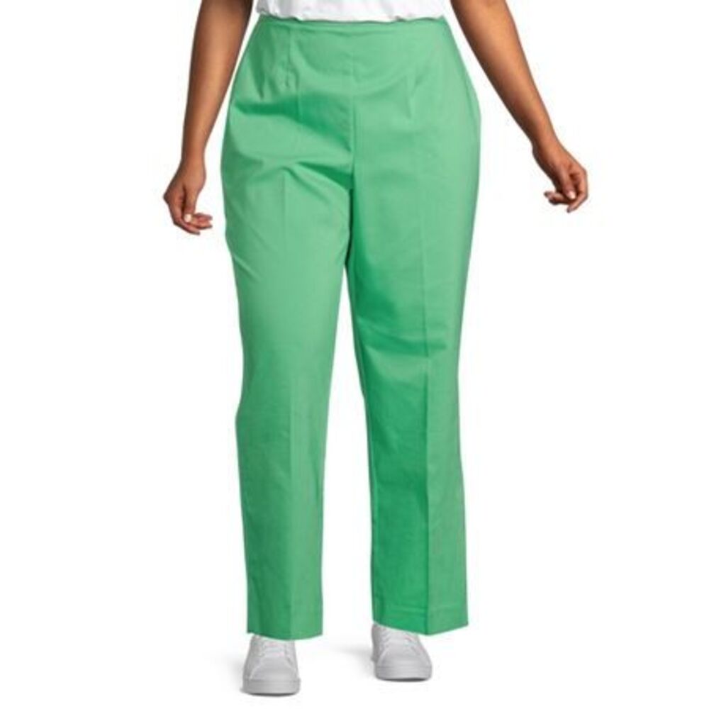 Alfred Dunner Newport Straight Pull-on Pants - Palm Green - Size 24W Short